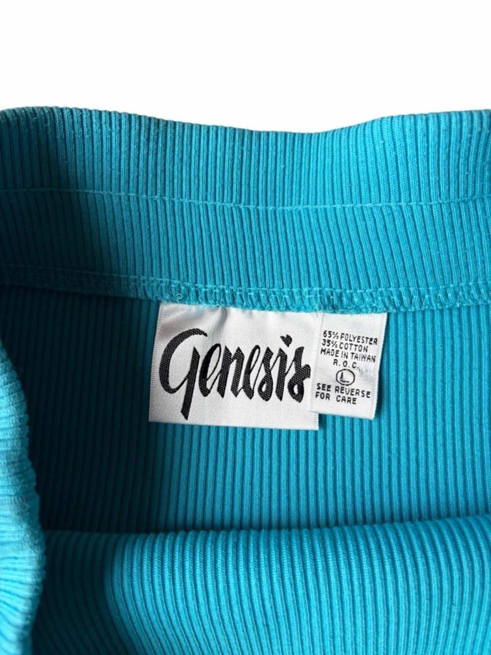 Vintage Y2K Turquoise ribbed Striped Pencil Skirt - Sleek Everyday Style - Picture 3 of 9